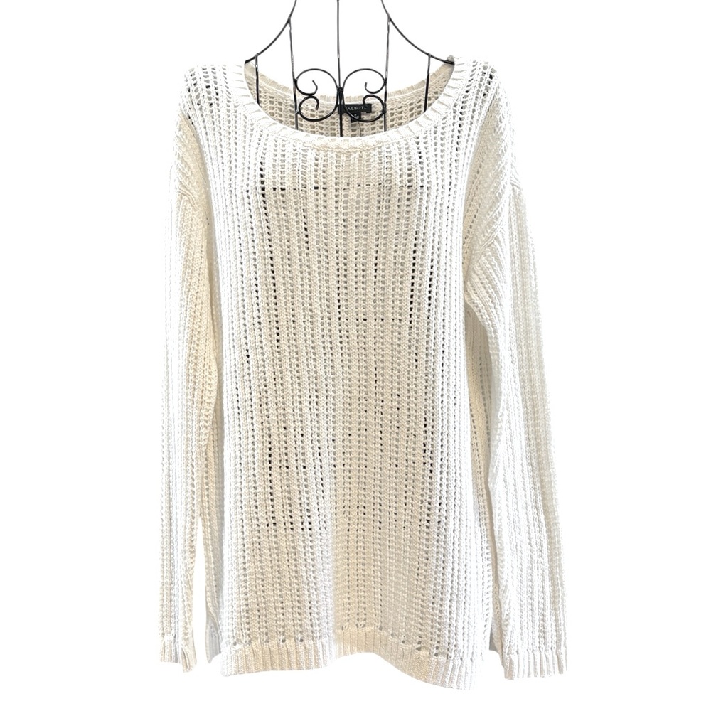 NEW Talbots Women’s Ivory Crew Neck Soft Classic SweaterTextured Knit, Size Smal